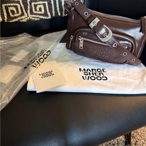 Marge Sherwood Brown Outpocket Mini Hobo Crossbody Bag